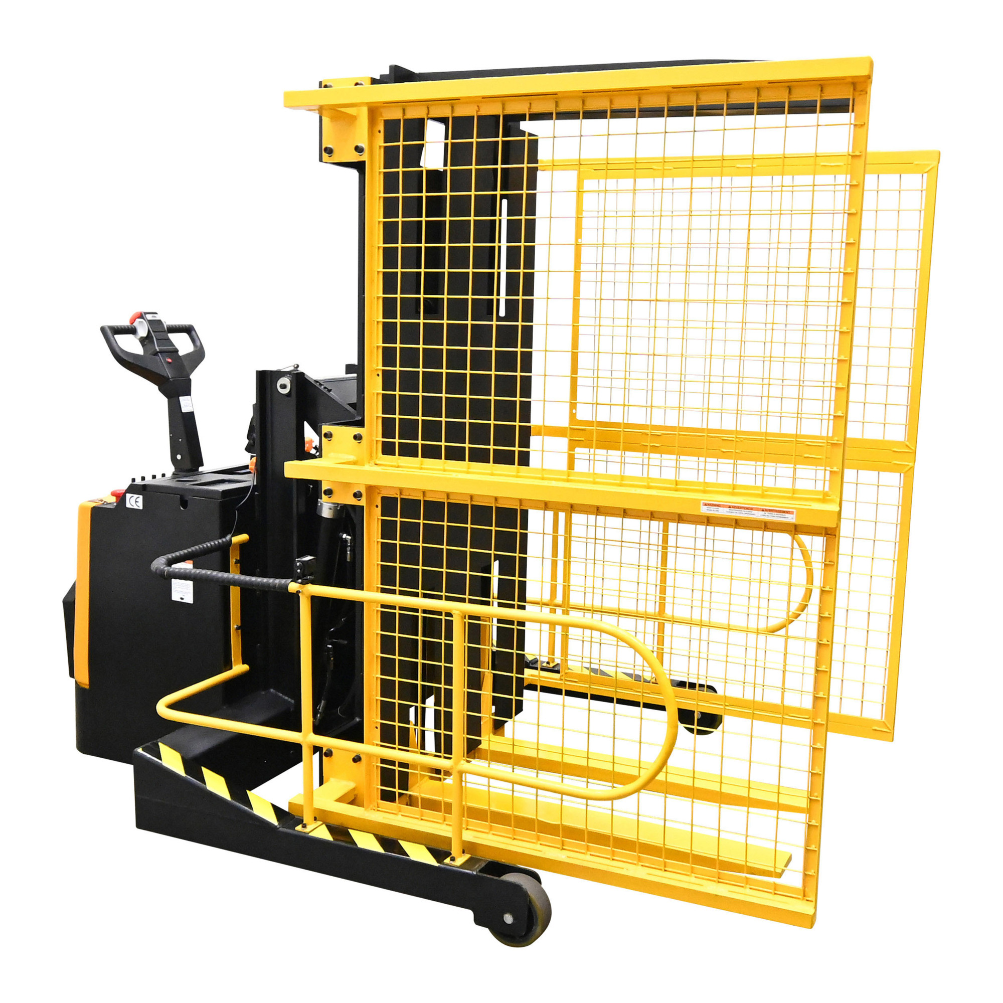 Vestil Steel Portable Pallet Inverter with Cage — 32in. to 76in. Fork Opening, 3,000-Lb. Capacity, Yellow/Black, Model# PI-P-SL-3276-PRSR
